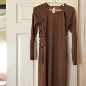 Elegant long tan dress